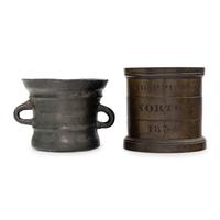 An English Bronze Mortar and Imperial Half-Gallon Standard Measure
