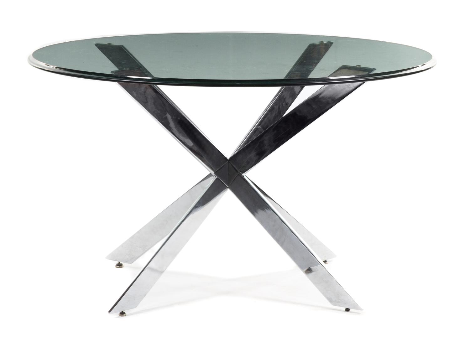 A Glass and Chrome Table Height 27 1/2 inches (without top). — STYLE OF LEON ROSEN FOR PACE COLLECTION