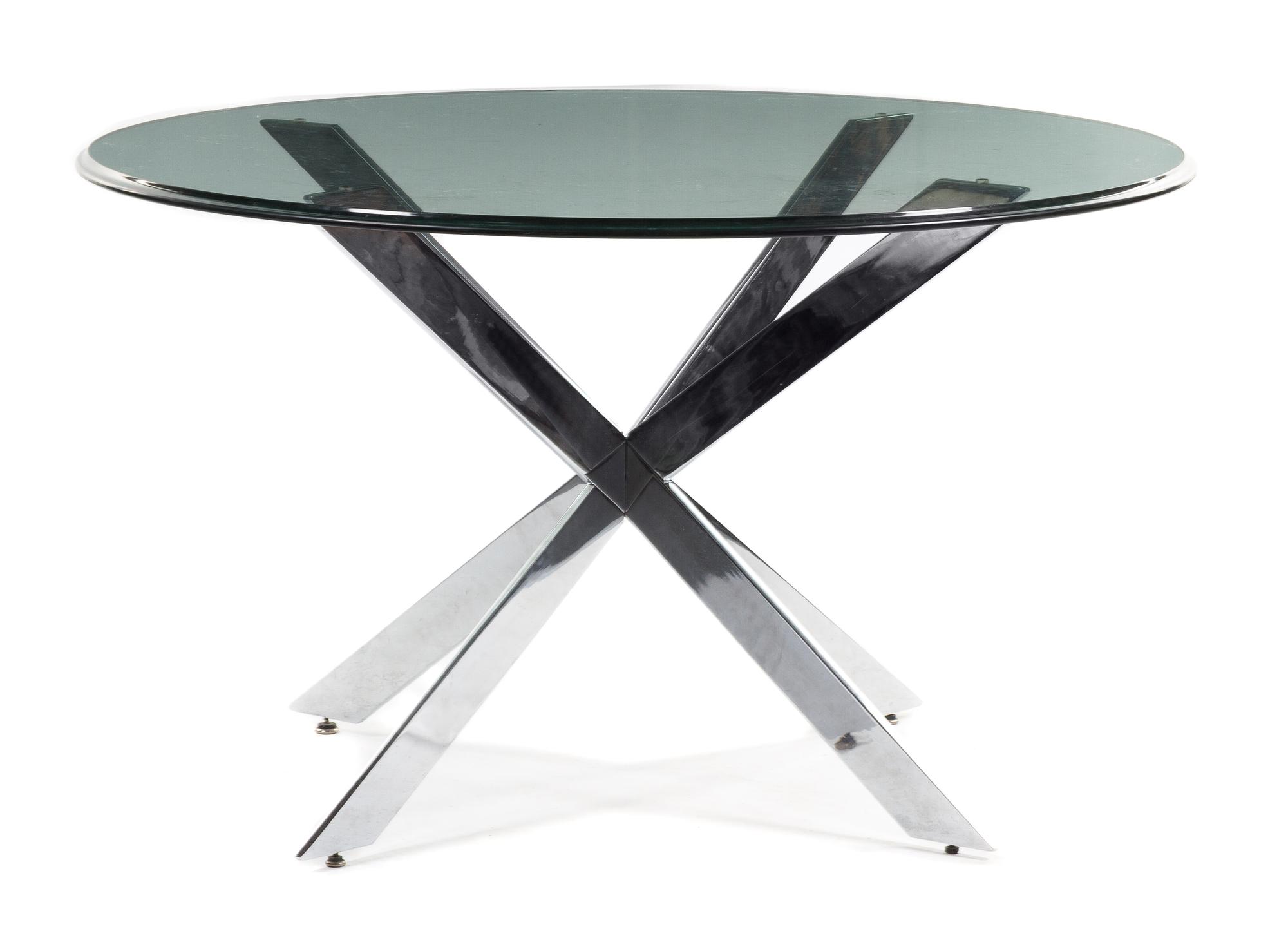 A Glass and Chrome Table Height 27 1/2 inches (without top). — STYLE OF LEON ROSEN FOR PACE COLLECTION