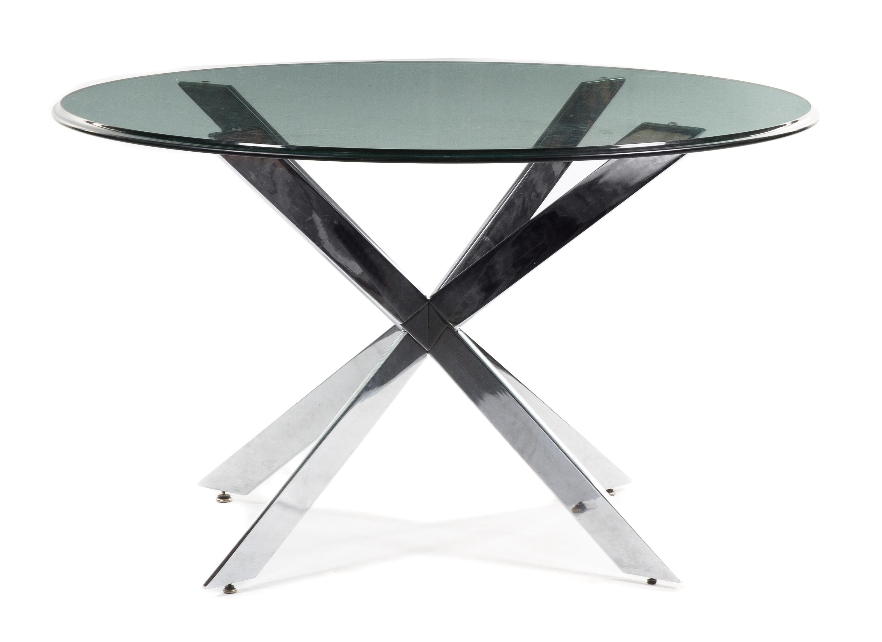 A Glass and Chrome Table Height 27 1/2 inches (without top). — STYLE OF LEON ROSEN FOR PACE COLLECTION