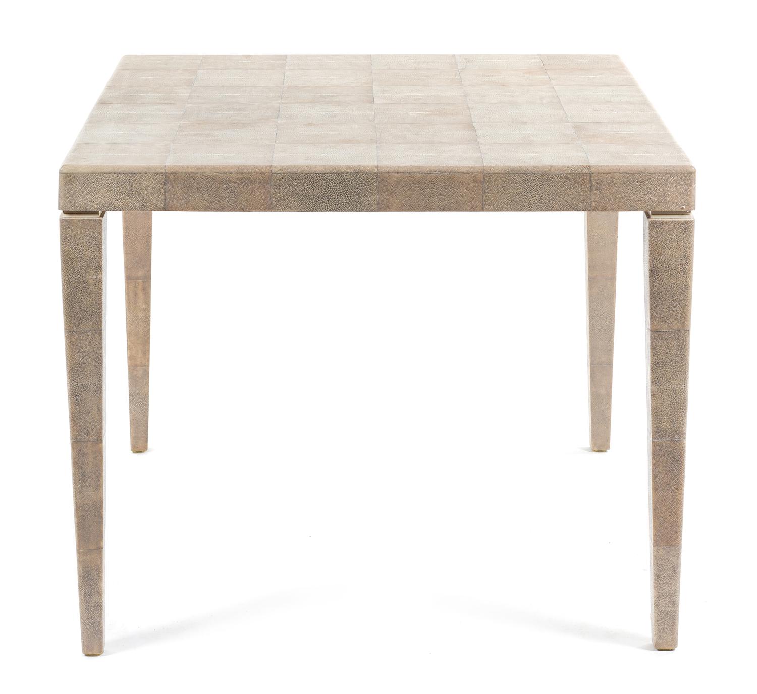 A Lizard Skin Card Table Height 28 1/2 x witdth 35 3/4 x depth 35 3/4 inches. — STYLE OF KARL SPRINGER