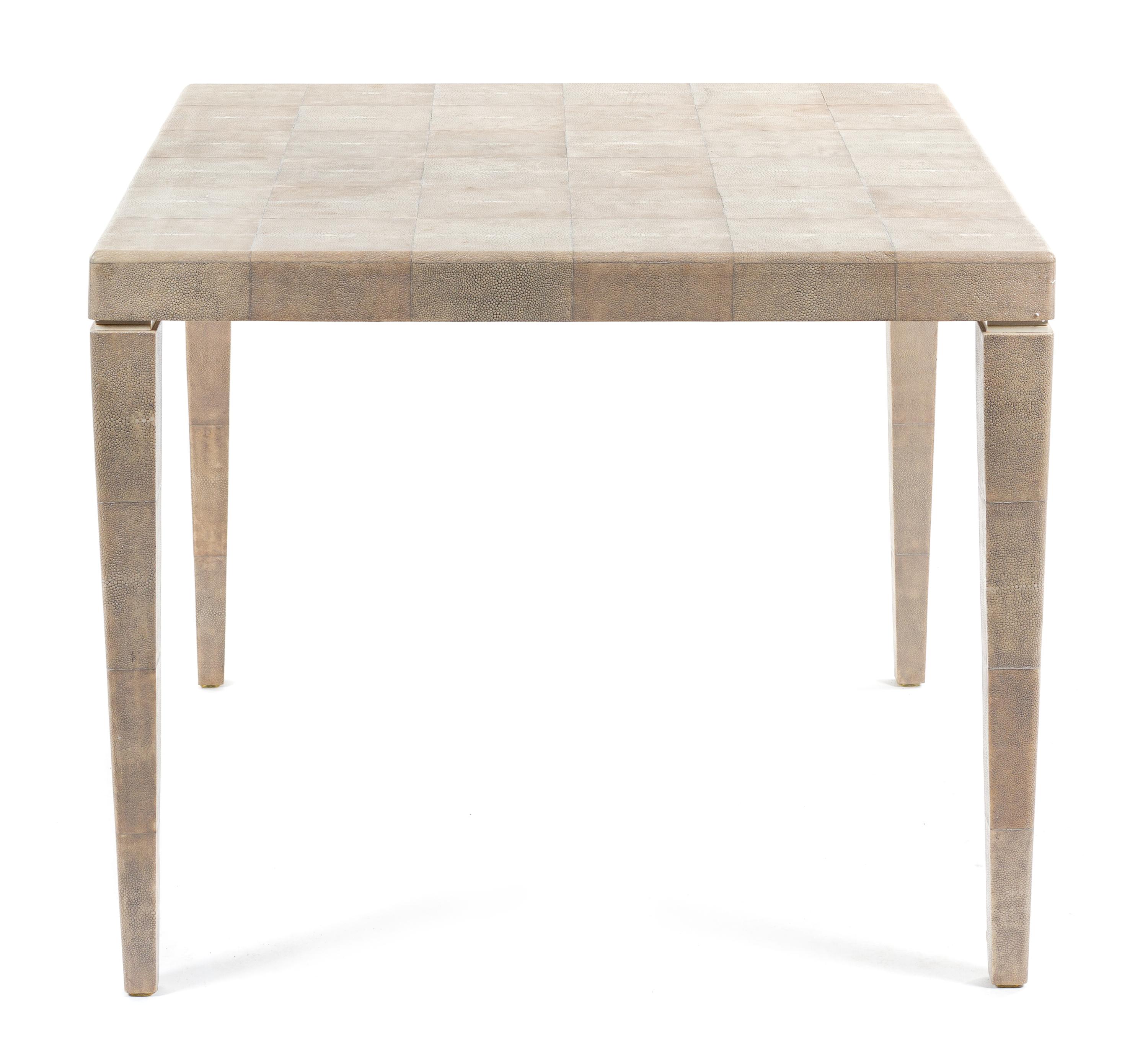 A Lizard Skin Card Table Height 28 1/2 x witdth 35 3/4 x depth 35 3/4 inches. — STYLE OF KARL SPRINGER