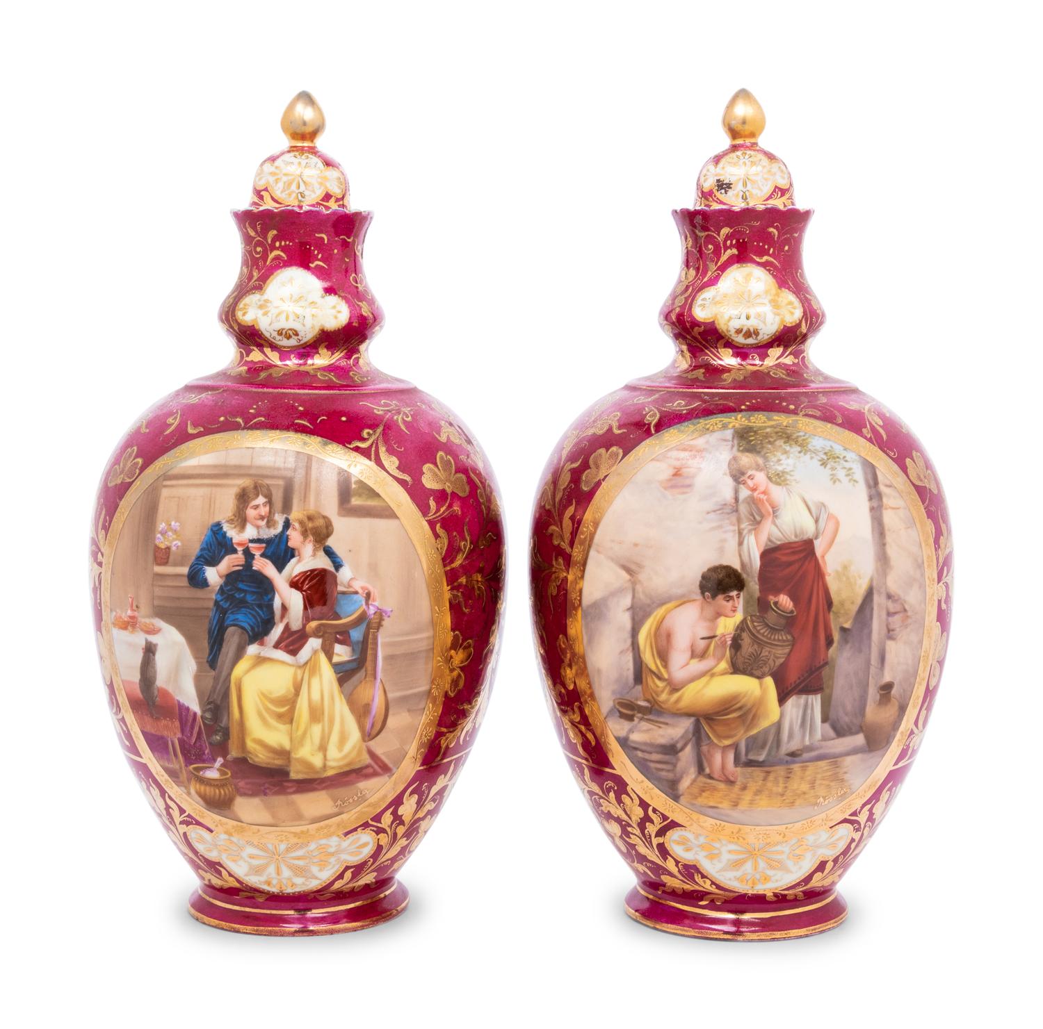A Pair of Vienna Porcelain Urns