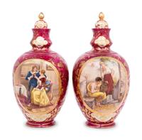 A Pair of Vienna Porcelain Urns