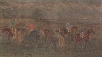 Six English Equestrian Race Prints, Height 7 3/4 x width 13 5/8 inches (visible).
