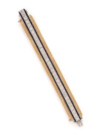 ART DECO, DIAMOND AND SYNTHETIC SAPPHIRE LINE BRACELET WITH LATER JACKET