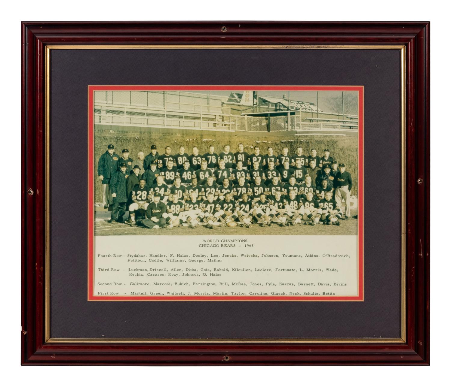 A Group of Nine Early Years of the Chicago Bears Photographs Formerly Displayed at Mike Ditka’s Restaurant.