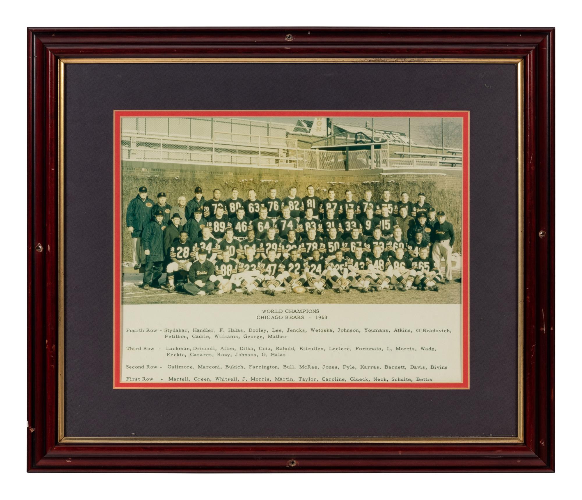 A Group of Nine Early Years of the Chicago Bears Photographs Formerly Displayed at Mike Ditka’s Restaurant.