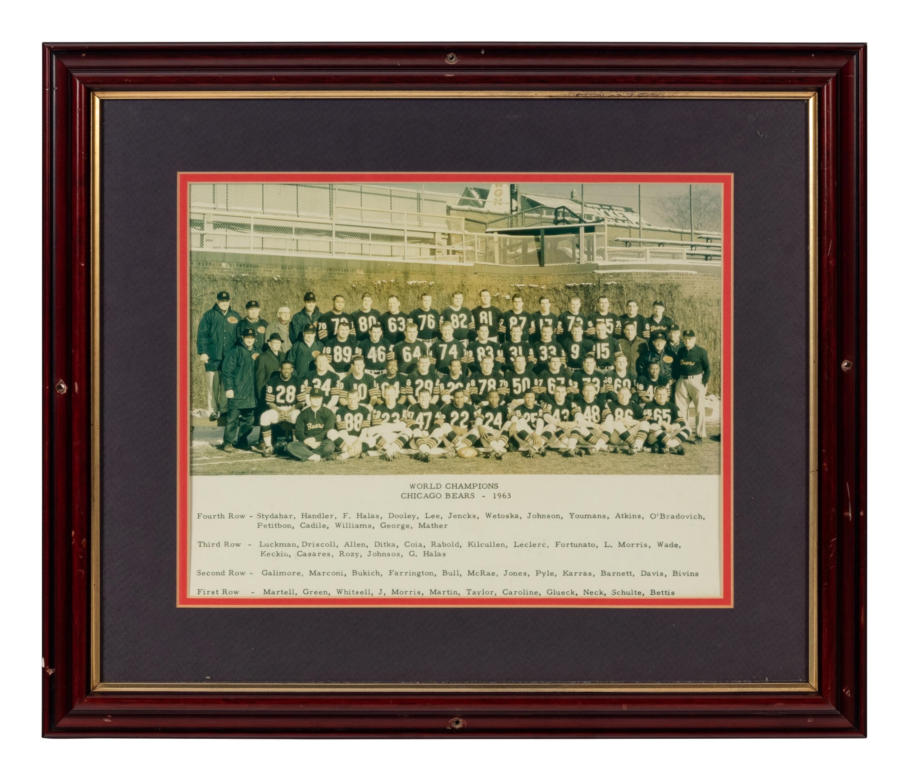 A Group of Nine Early Years of the Chicago Bears Photographs Formerly Displayed at Mike Ditka’s Restaurant.