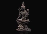 A Nepalese patinated bronze figure of Tara, possibly 19th century 銅加漆尼泊爾度母造像 可能為十九世紀