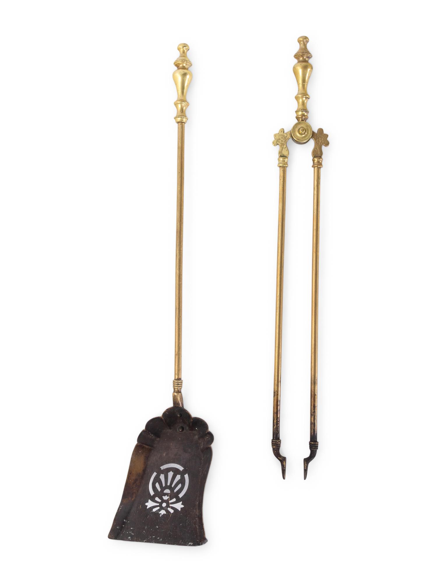 A Pair of Continental Brass Andirons