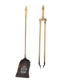 A Pair of Continental Brass Andirons