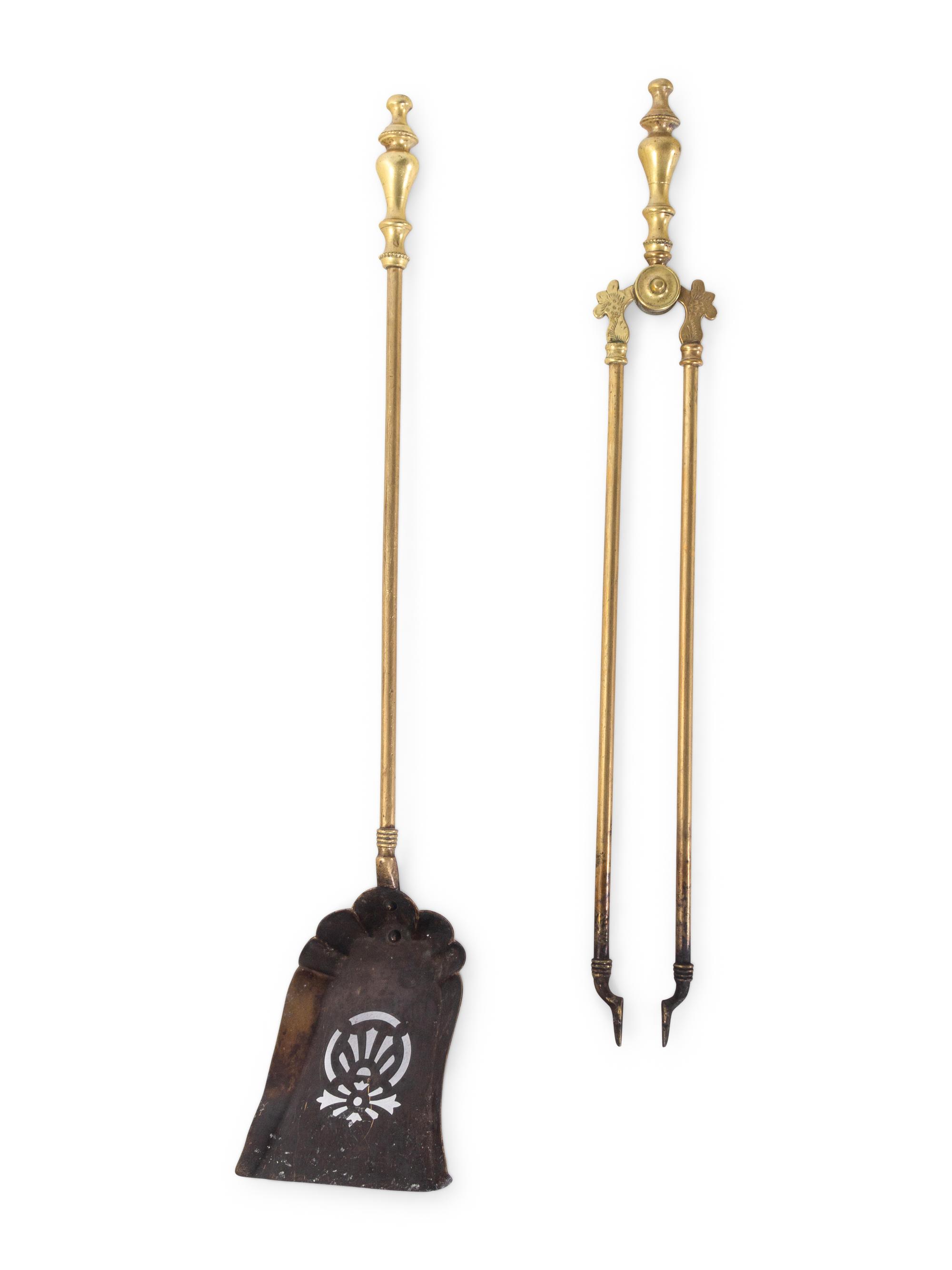 A Pair of Continental Brass Andirons