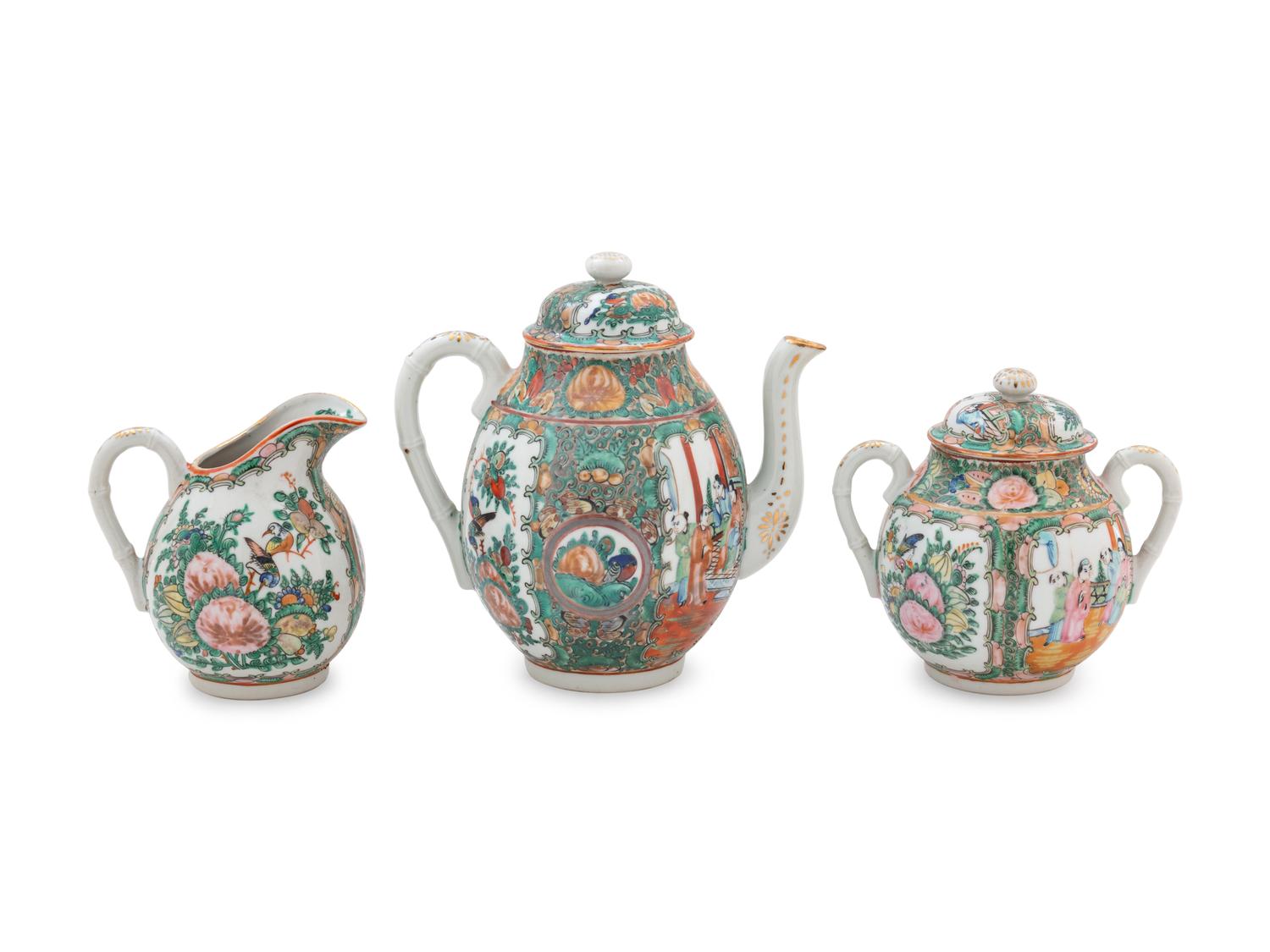 A Partial Set of Chinese Rose Medallion Porcelain Dinner Service