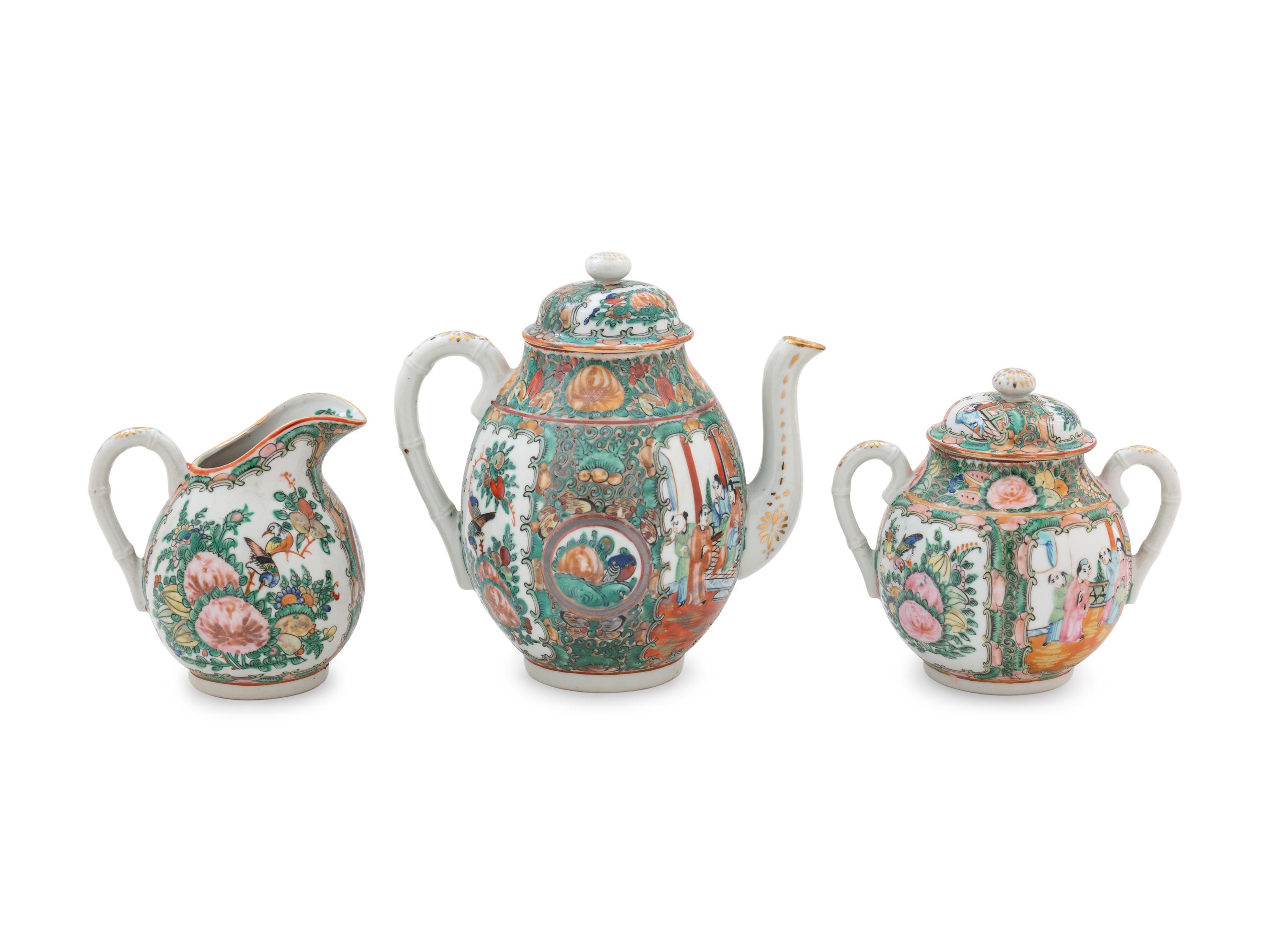 A Partial Set of Chinese Rose Medallion Porcelain Dinner Service
