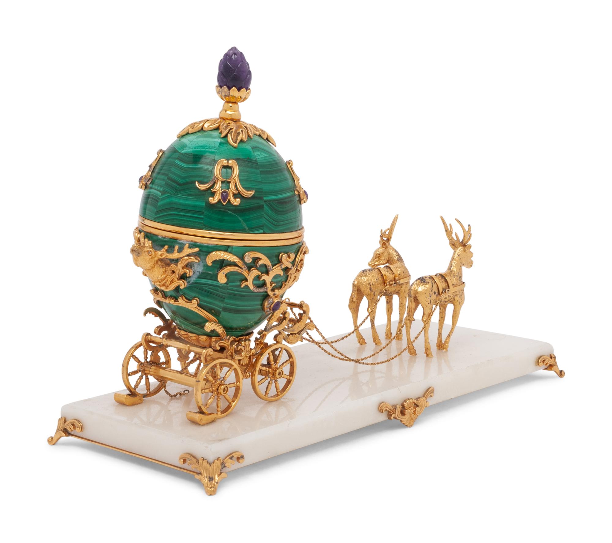 A Malachite Fantasy Coach in the Manner of Fabergé