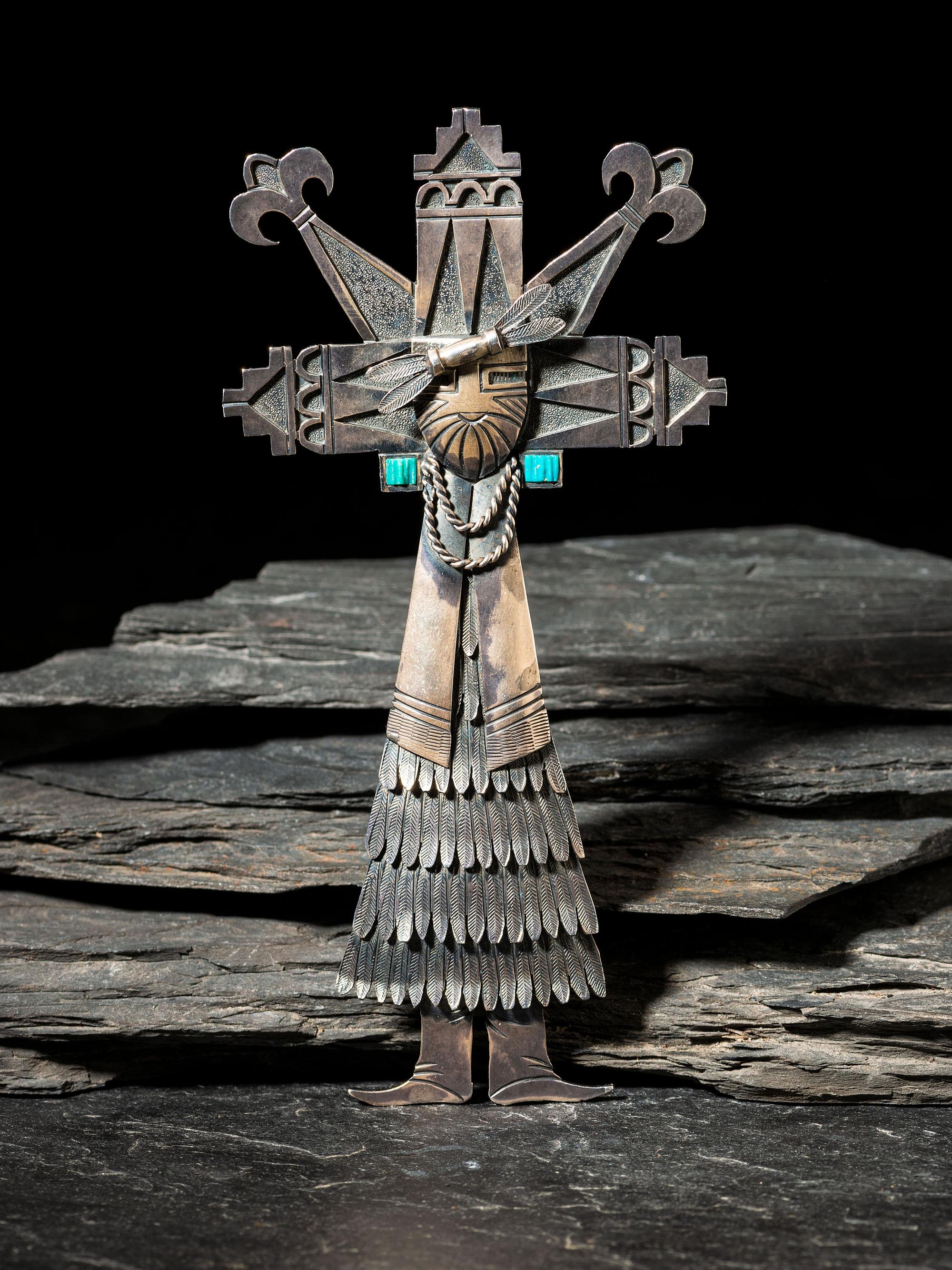 Large Silver Tufa Cast Shalako Pin / Pendant, 1973