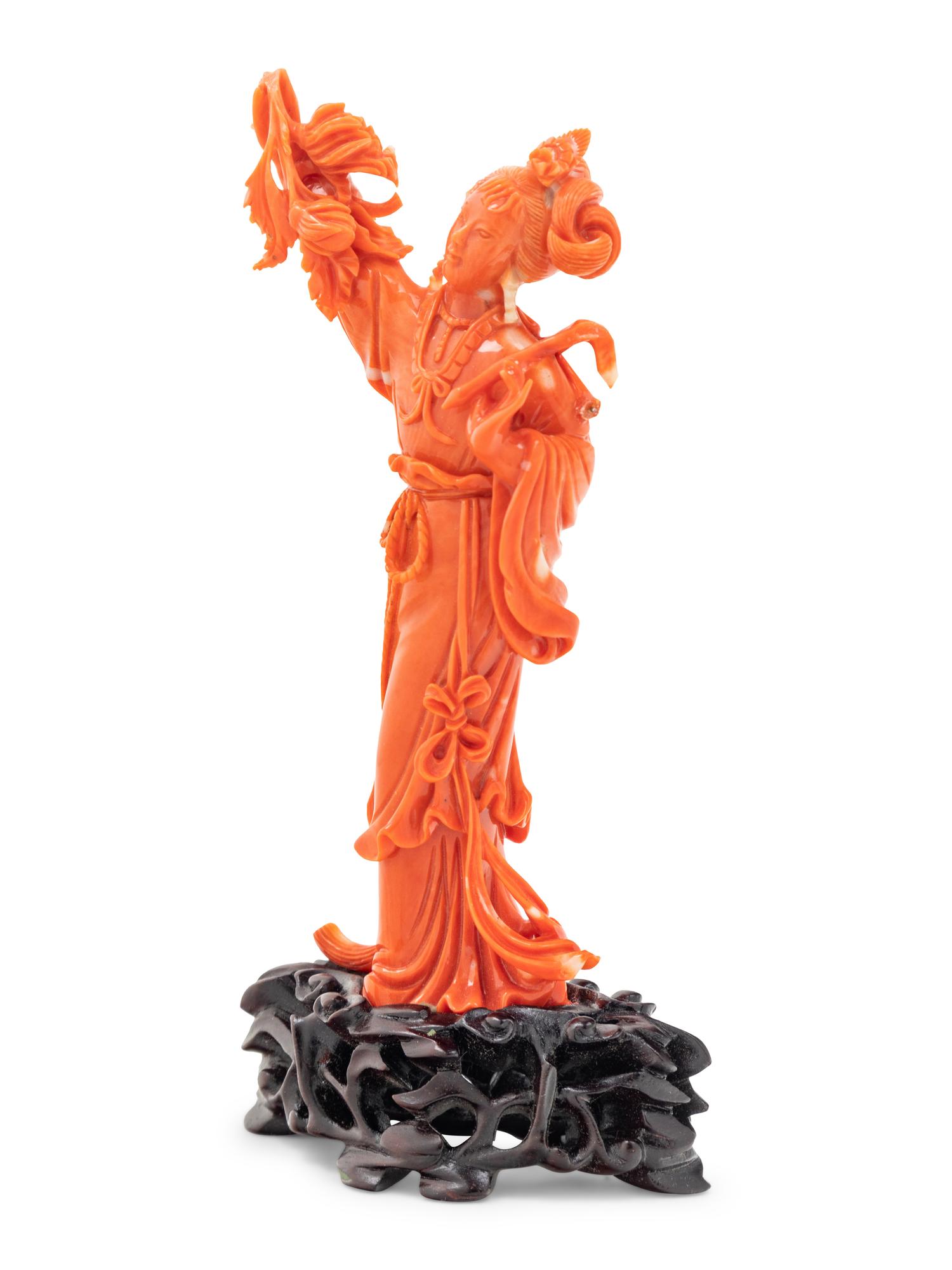 A Chinese Red Coral Figure of a Lady