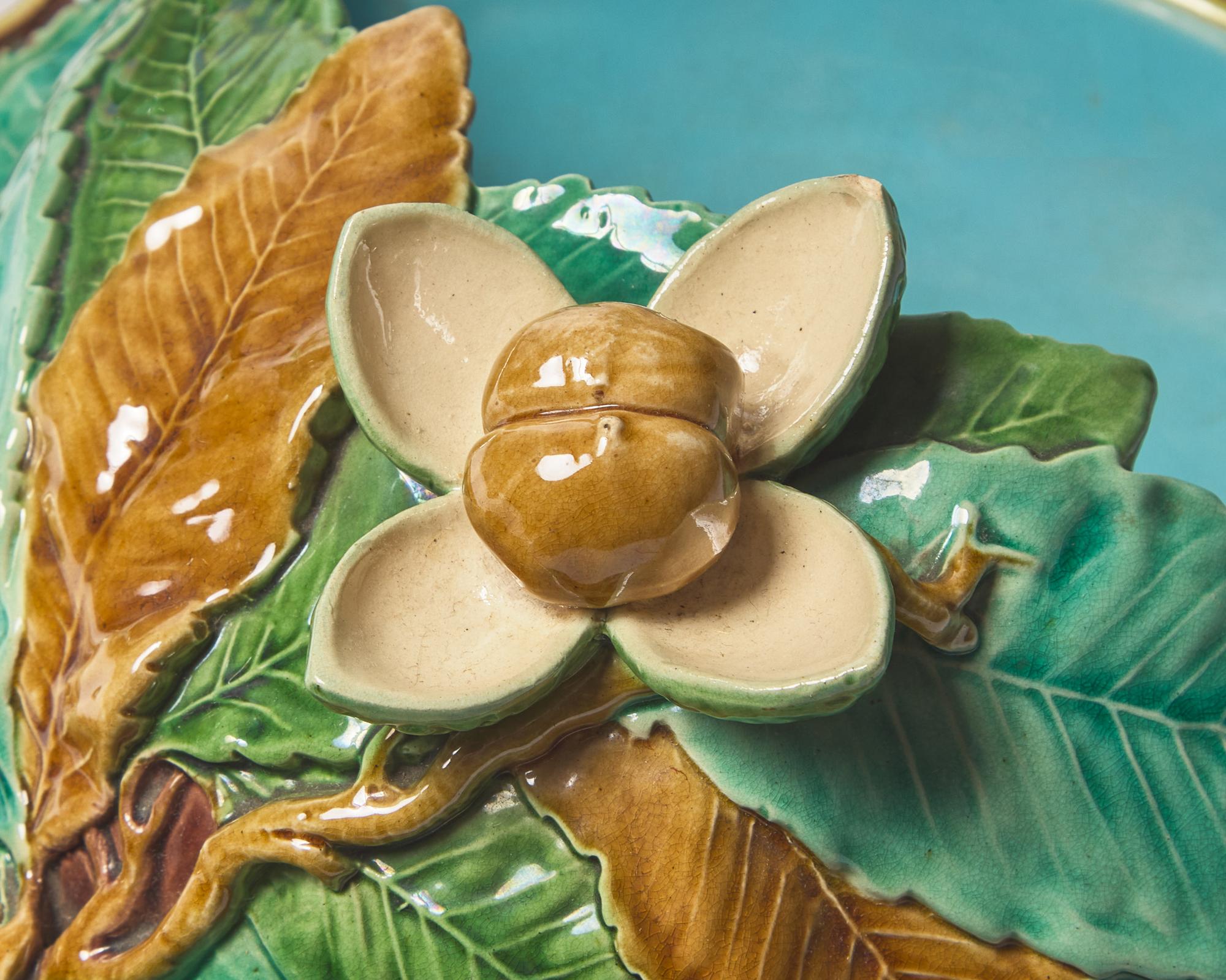 A Minton Majolica Chestnut Server
