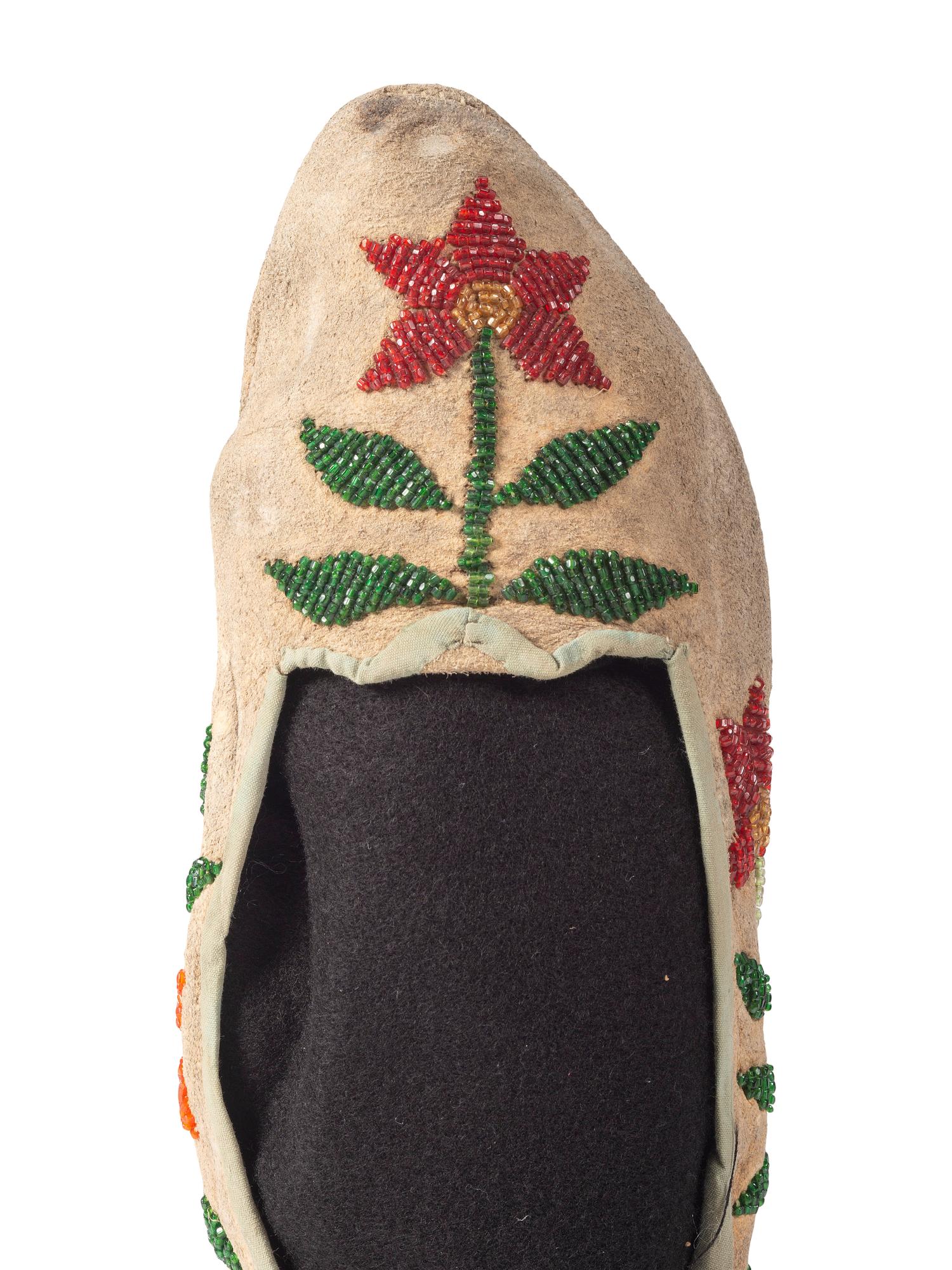 Northern Plains Beaded Hide Moccasins
