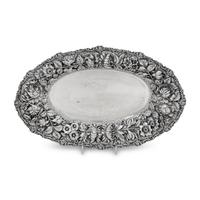 An American Silver Repousse Decorated Bread Tray