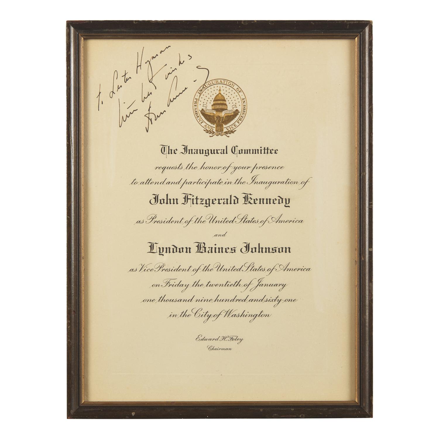 [Presidential] (Kennedy, John F.) Inauguration Invitiation