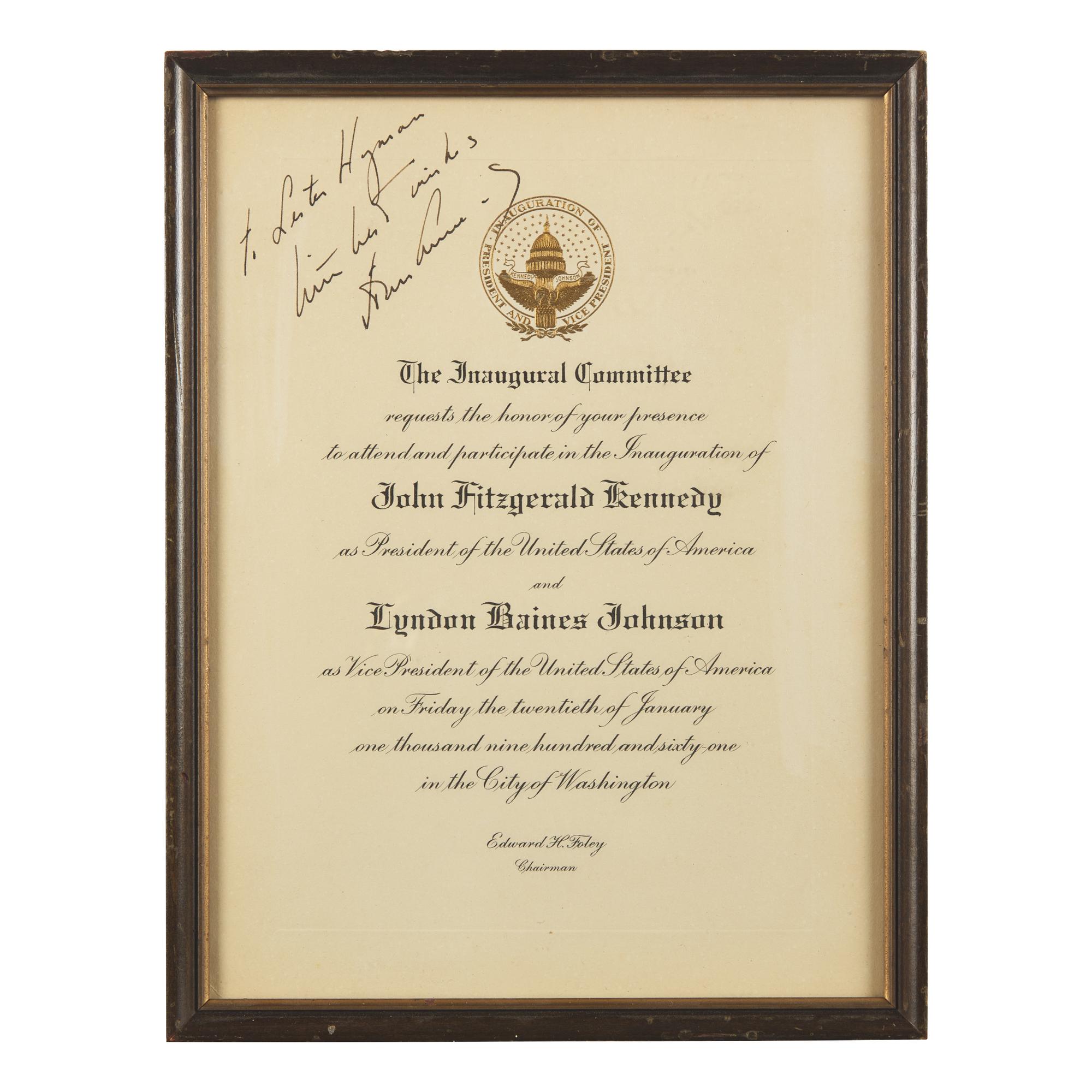 [Presidential] (Kennedy, John F.) Inauguration Invitiation