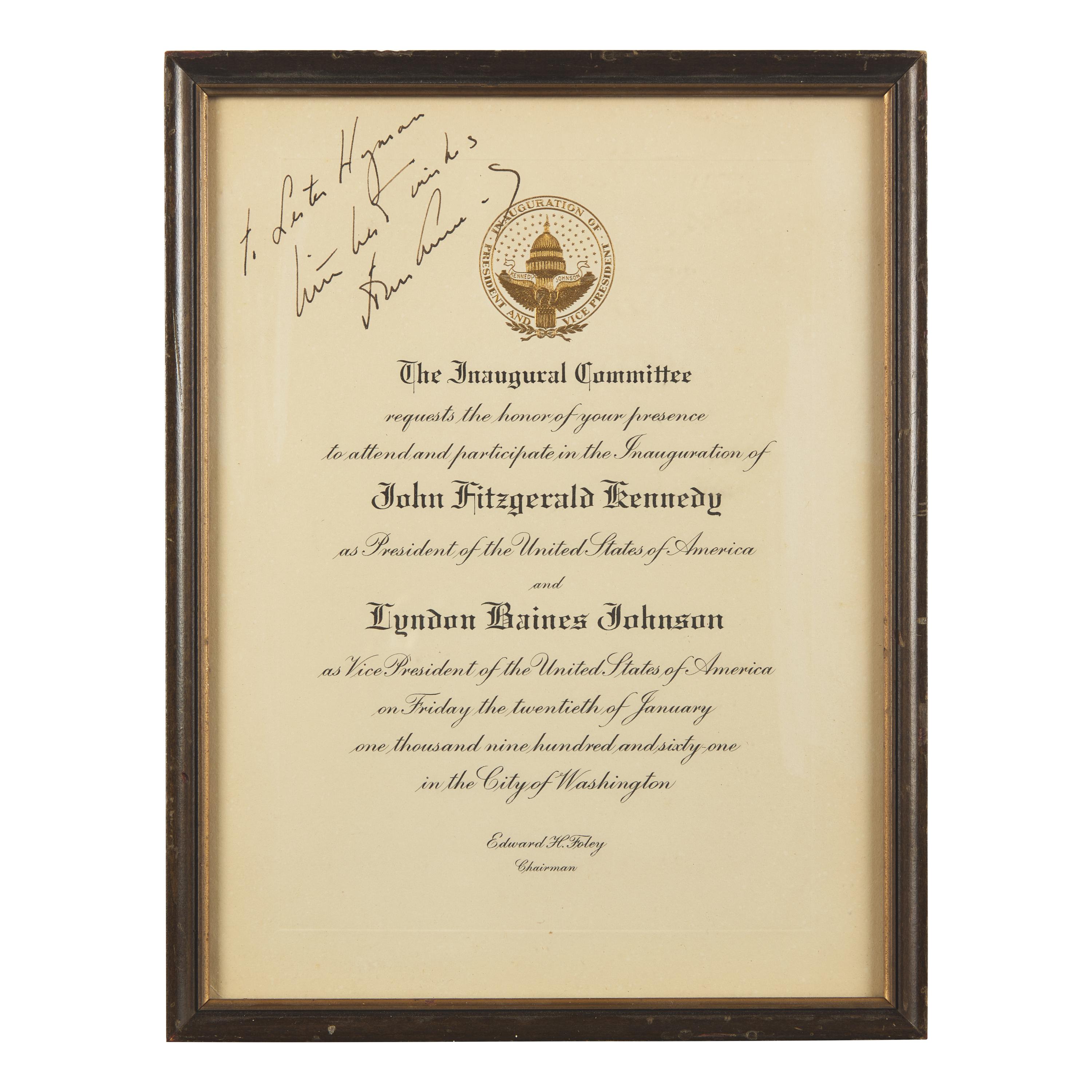 [Presidential] (Kennedy, John F.) Inauguration Invitiation