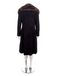 Black Wool Coat with Fur Collar, 1990s