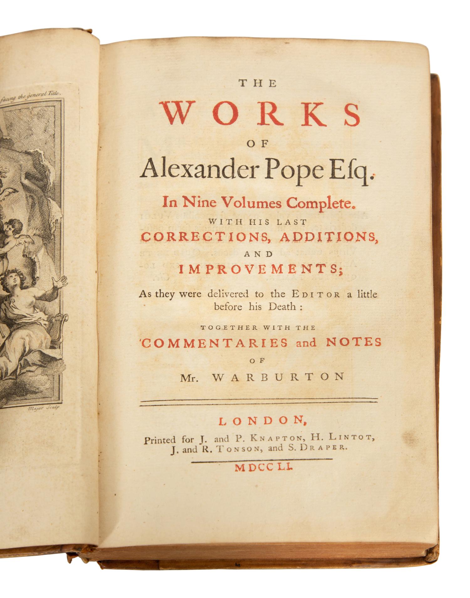 BINDINGS: The Works of Alexander Pope, Esq. , Complete with his Last Corrections, Additions and Improvements, 9 volumes