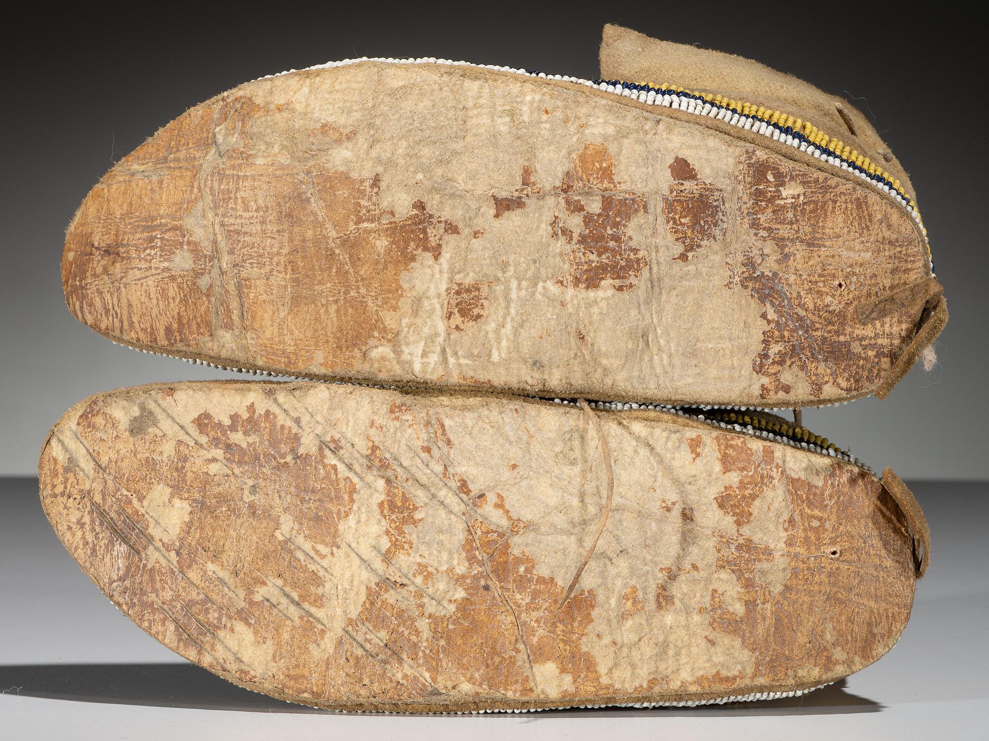 Northern Plains Beaded Hide Moccasins