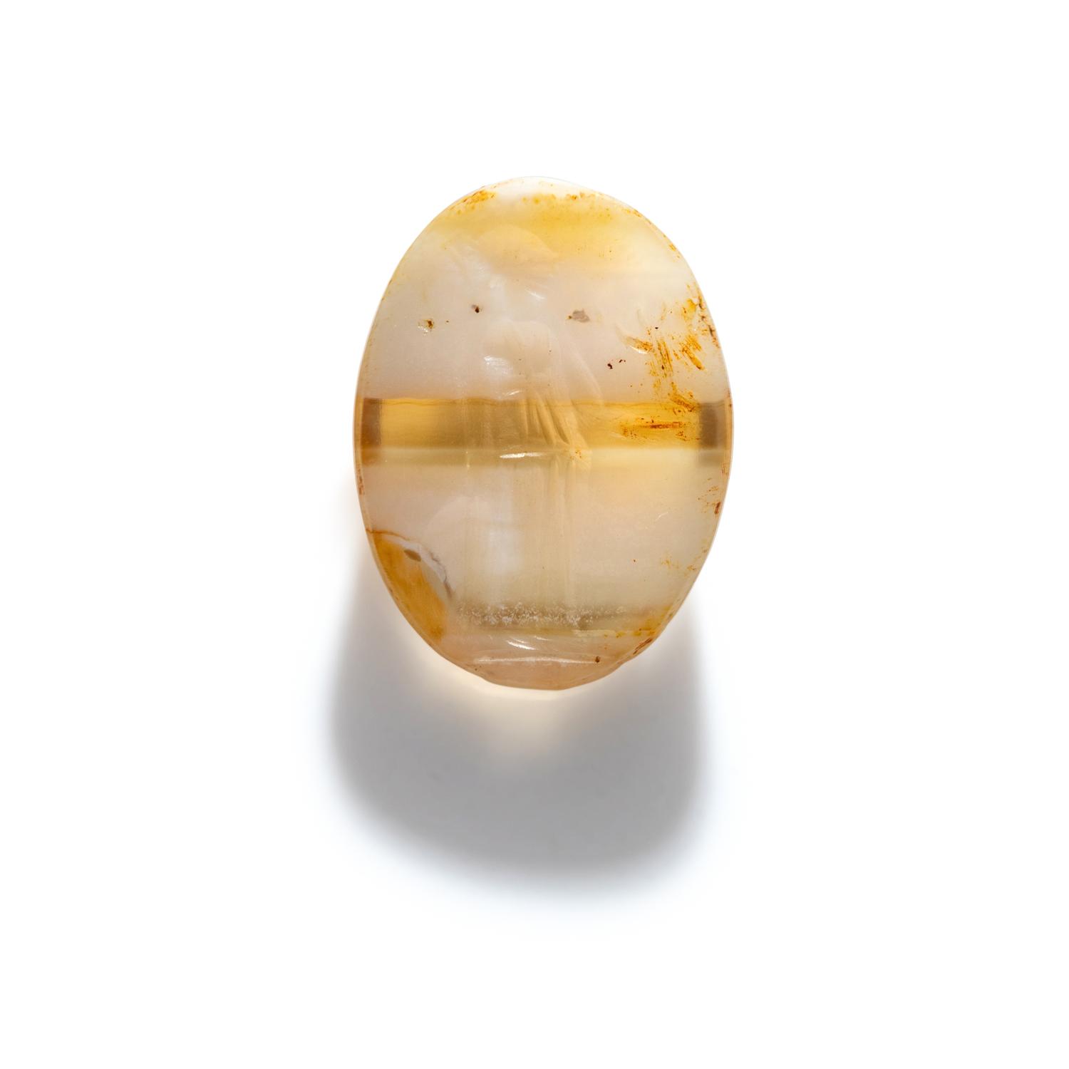 A Roman Banded Agate Ring Stone with the Gods Athena and Nike