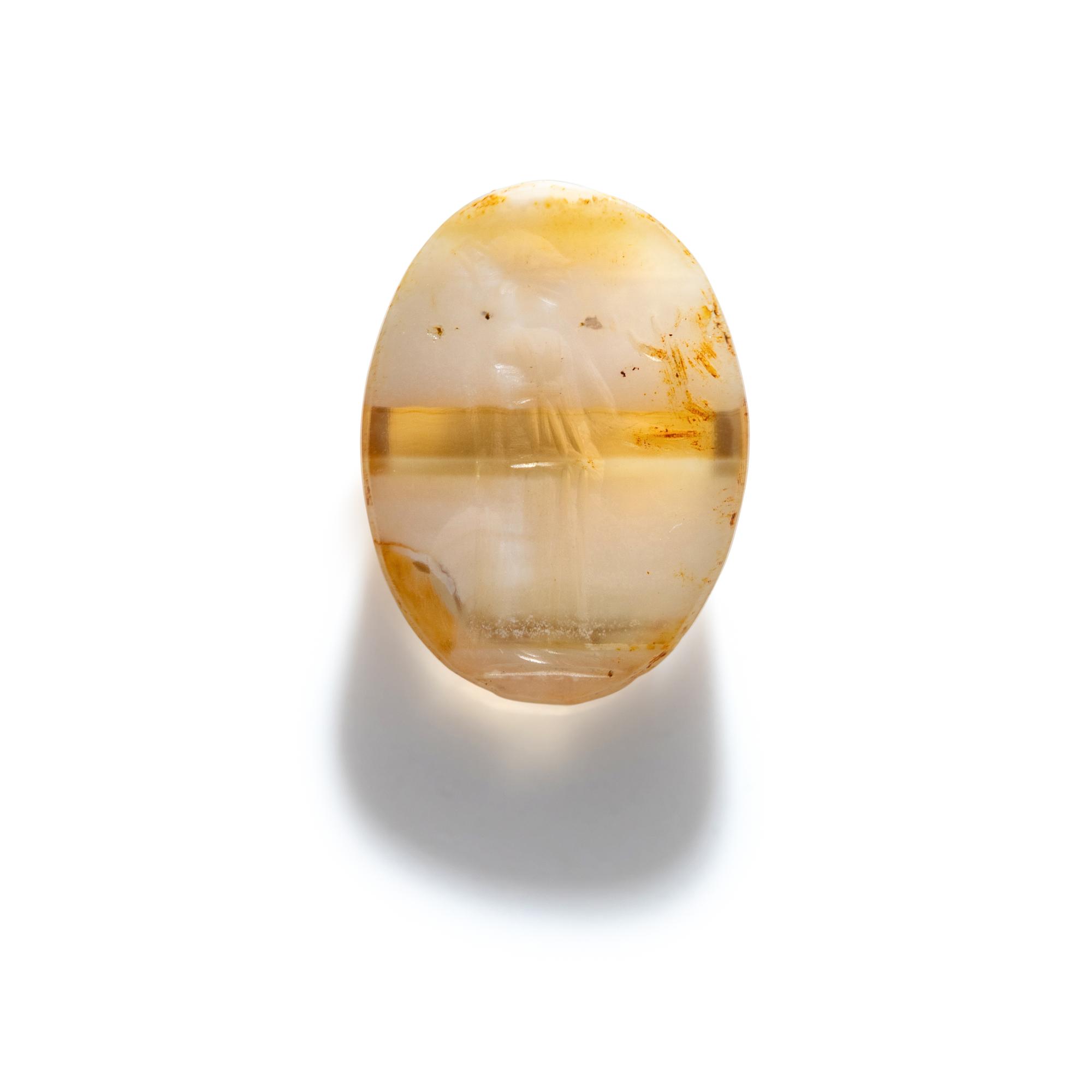 A Roman Banded Agate Ring Stone with the Gods Athena and Nike