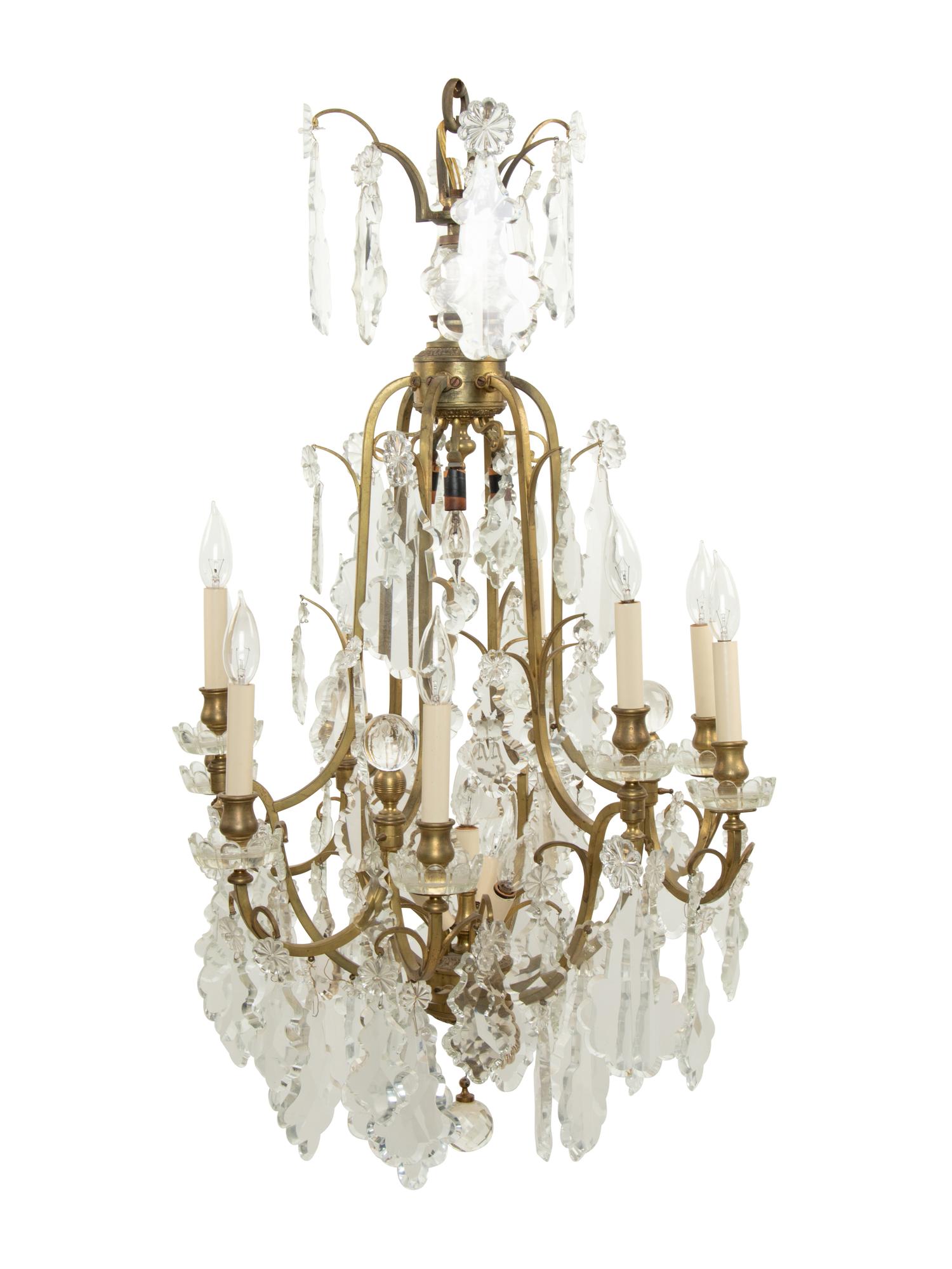 A French Gilt Bronze and Cut Glass Ten-Light Chandelier