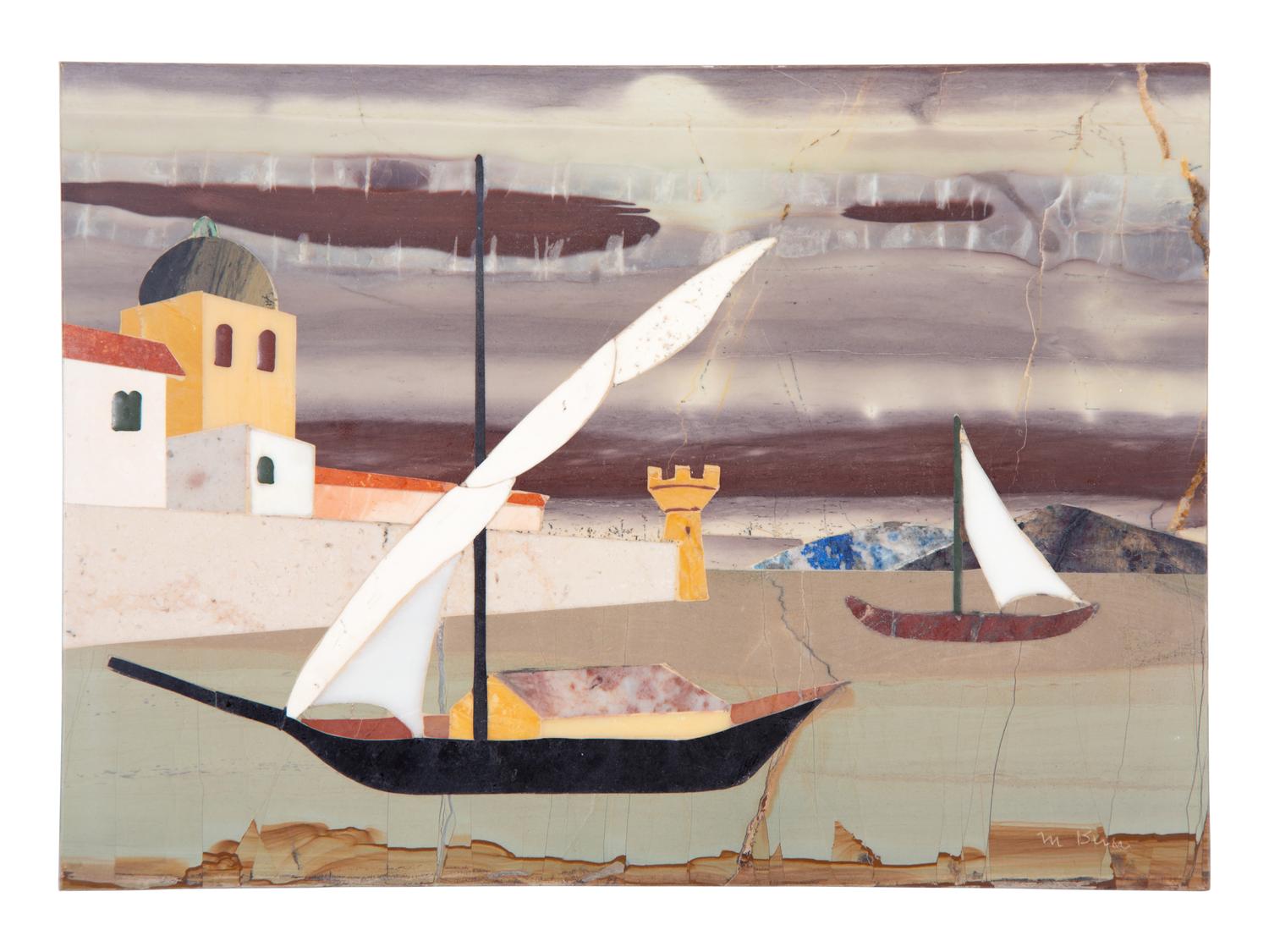 Five Italian Modernist Pietra Dura Pictorial Plaques — 20TH CENTURY