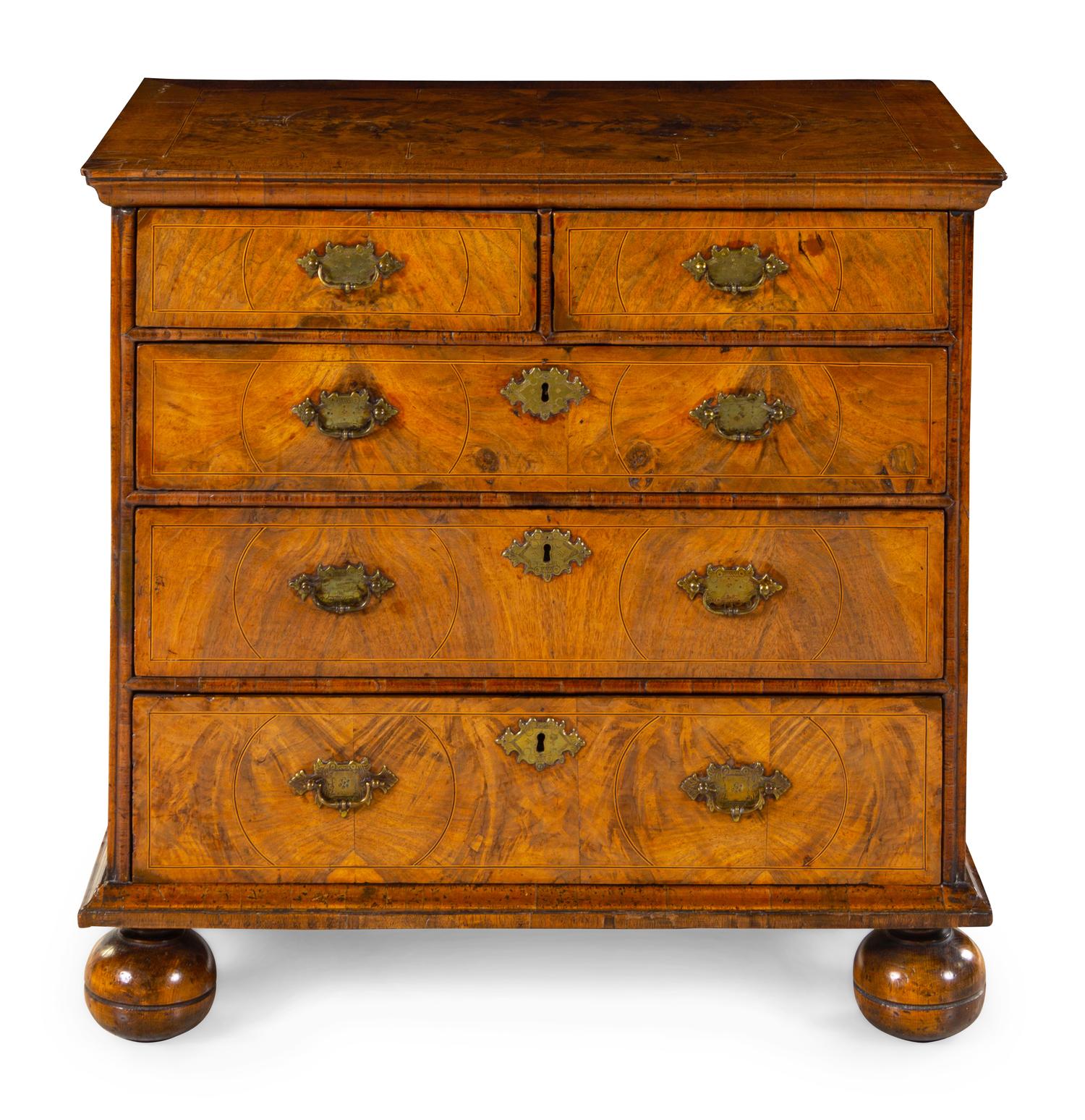 A William and Mary Walnut Chest of Drawers