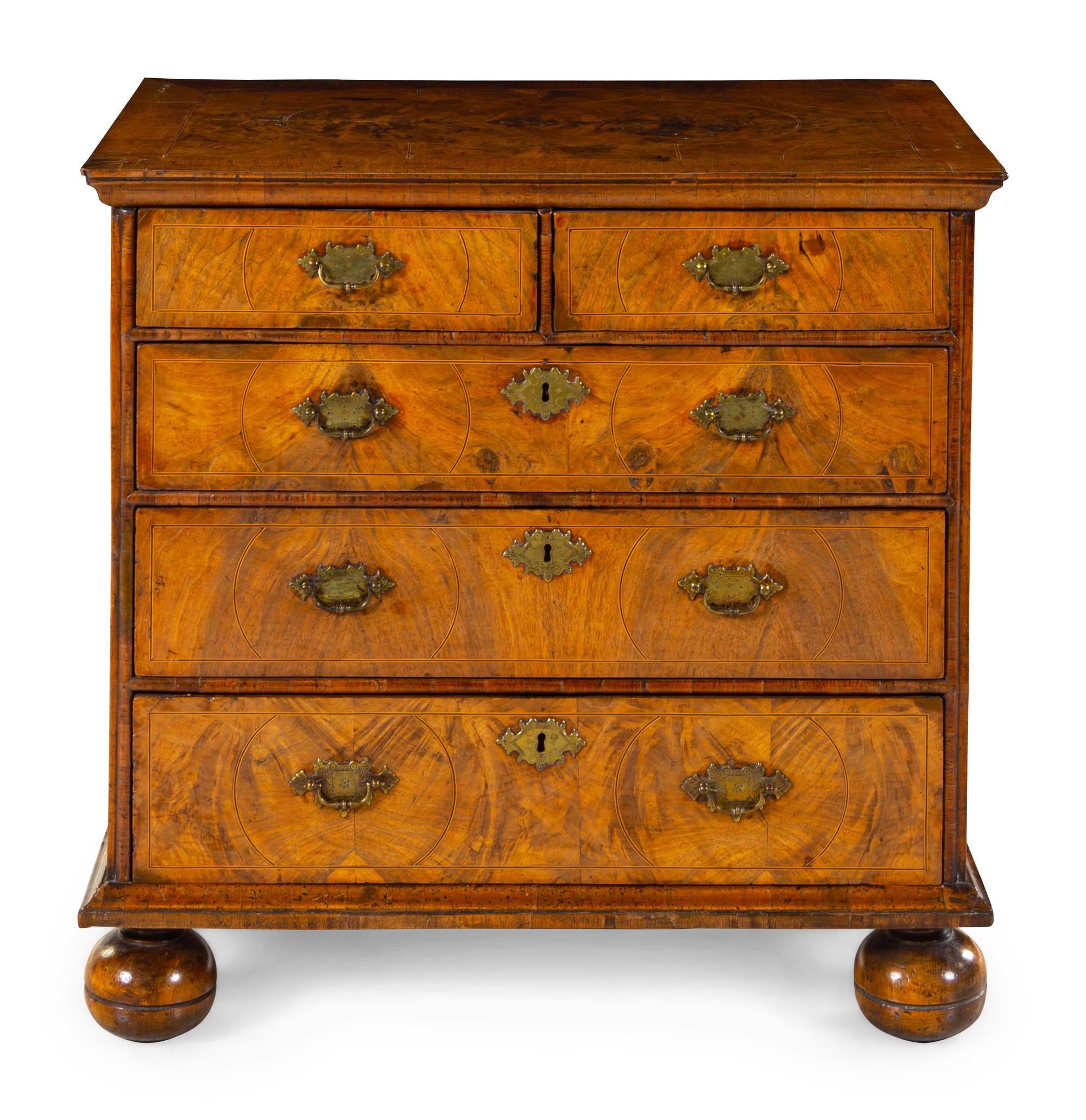 A William and Mary Walnut Chest of Drawers