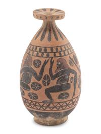 An Etruscan Aryballos with Dancing Satyrs in Black-Figured Style