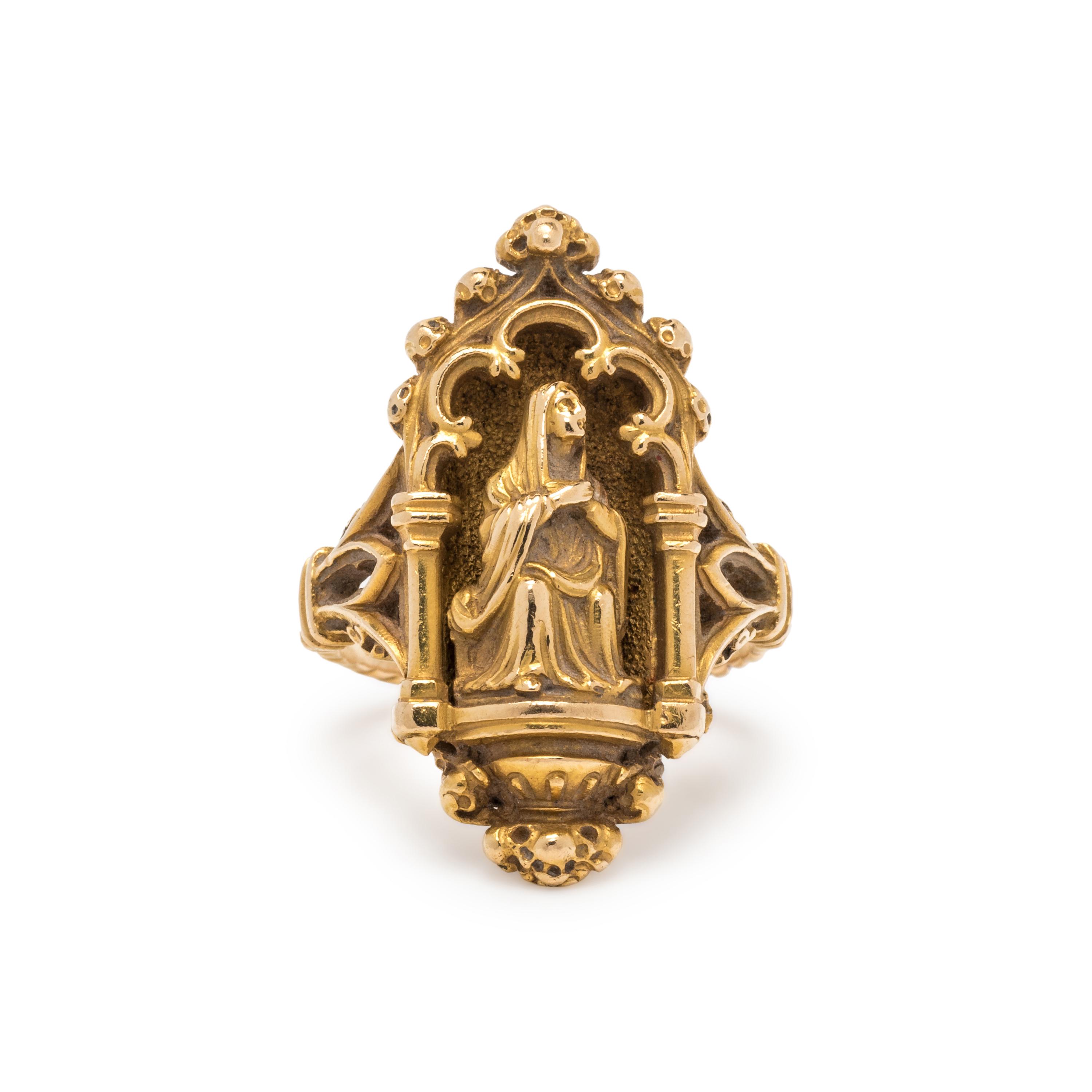 JULES & LOUIS WIESE, GOTHIC REVIVAL, YELLOW GOLD RING