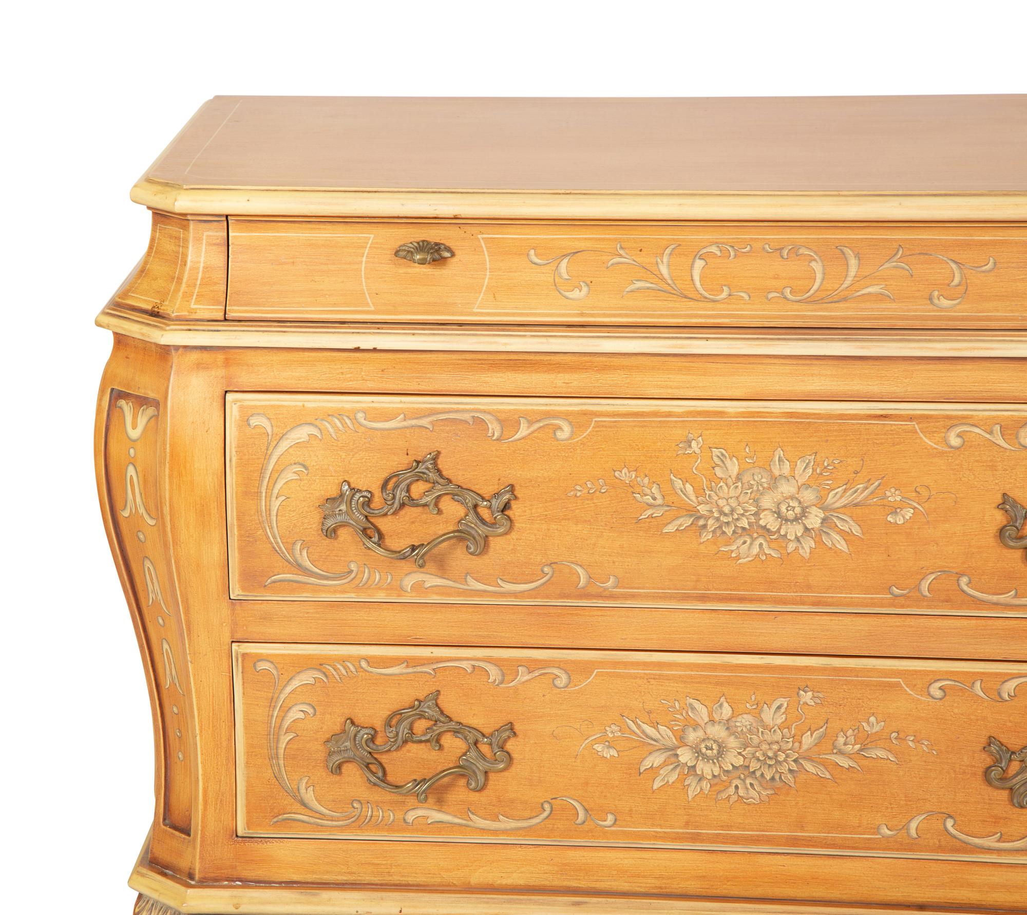 A Venetian Style Painted Bombe Commode by Karges — 20th Century