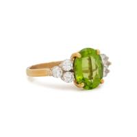 YELLOW GOLD, PERIDOT, AND DIAMOND RING