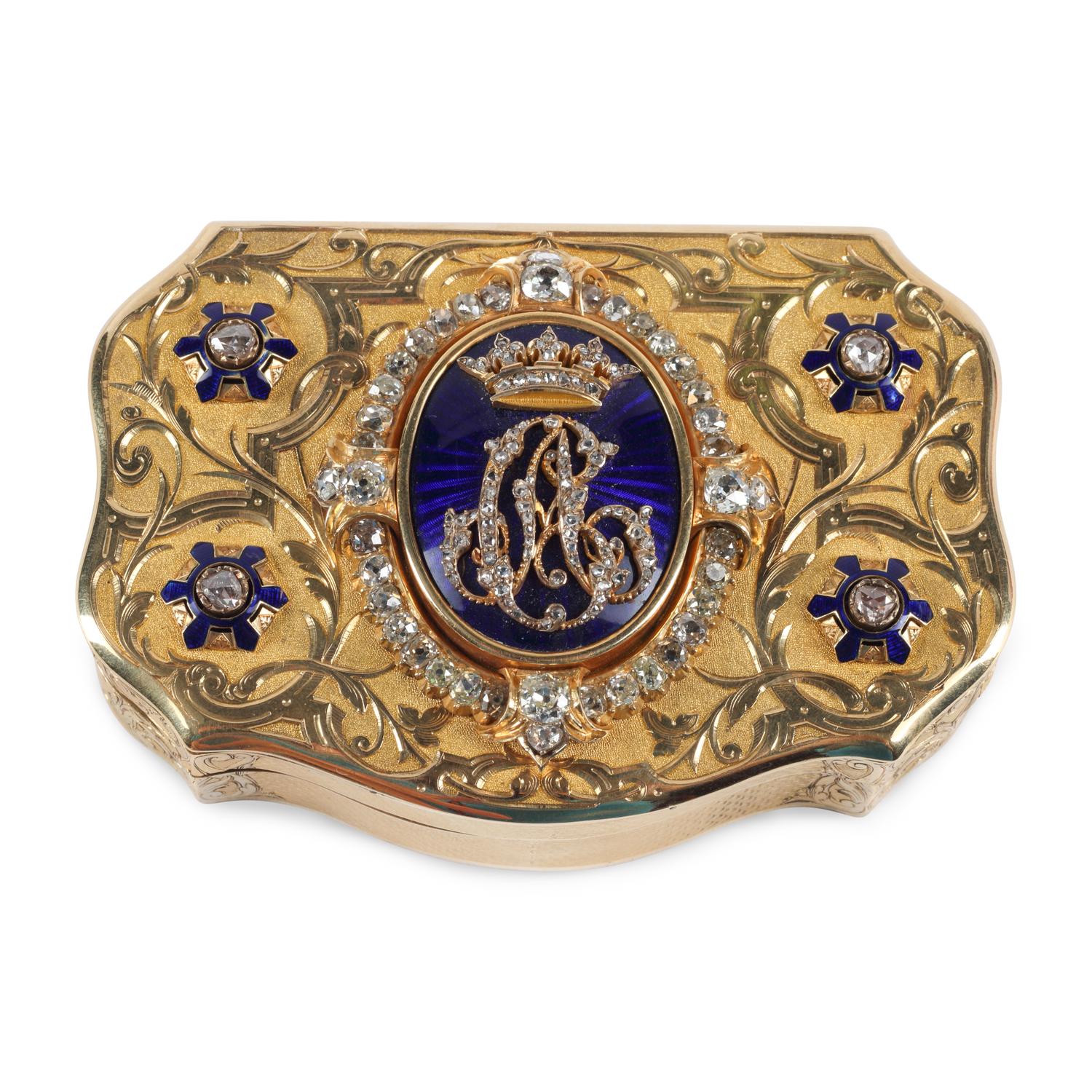 A French Gold, Diamond, and Guilloché Enamel Snuff Box