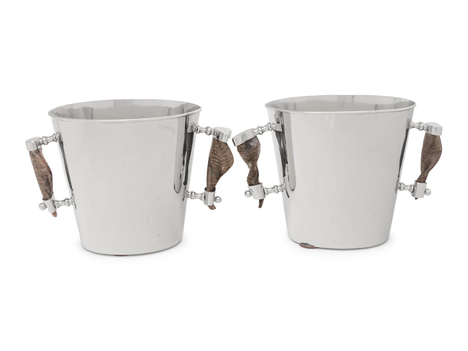 A Pair of German Chromed Metal Bottle Coolers