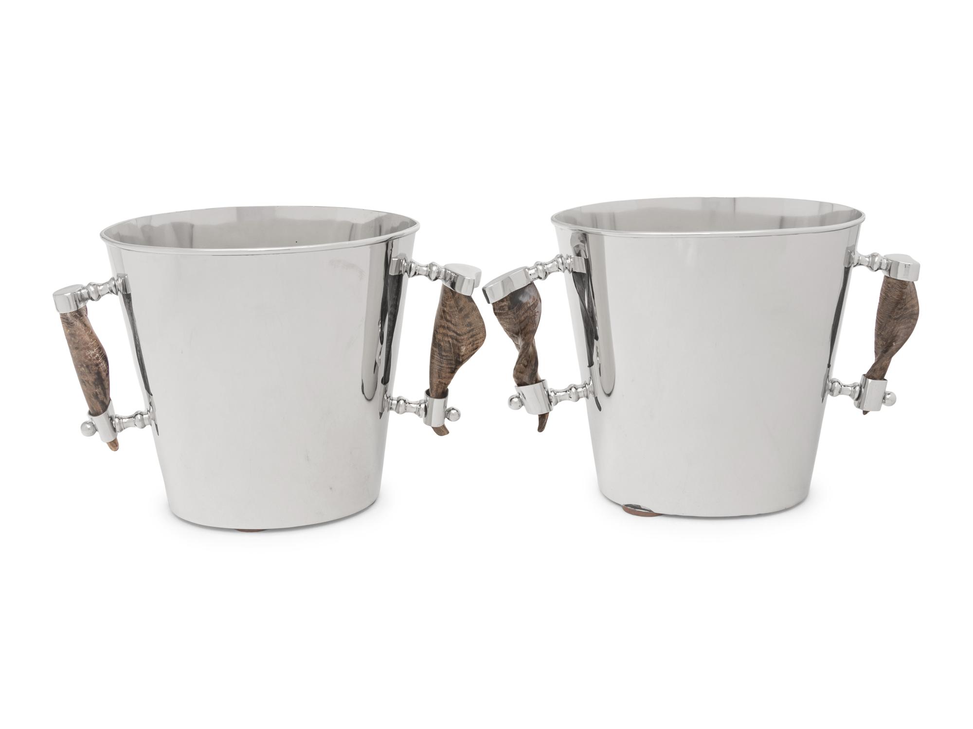 A Pair of German Chromed Metal Bottle Coolers