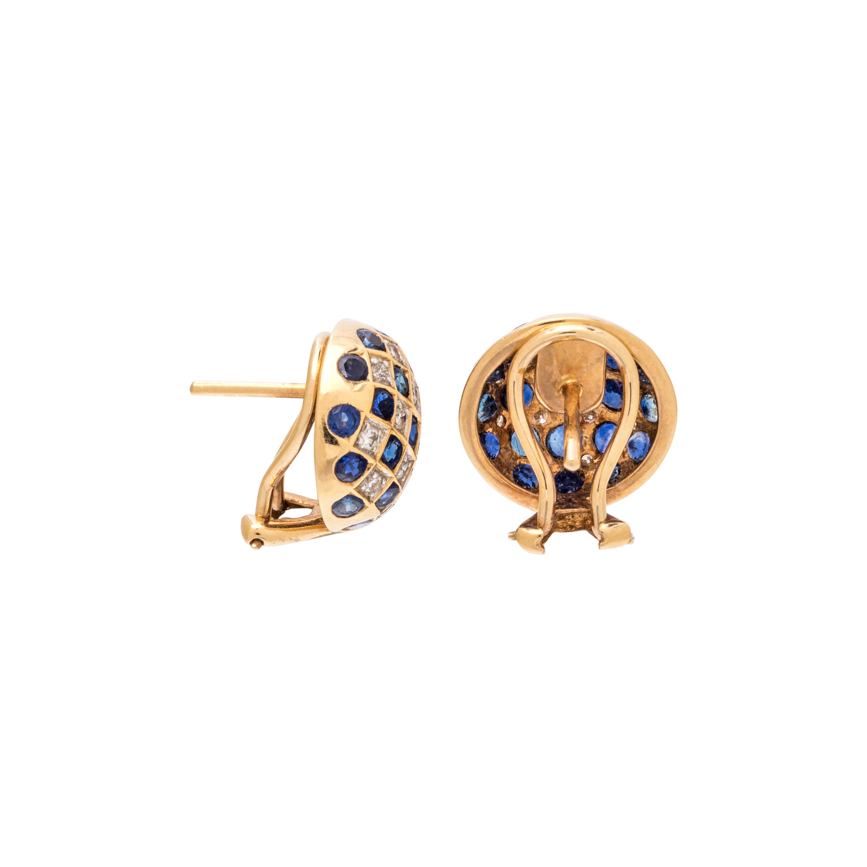 SAPPHIRE AND DIAMOND EARCLIPS