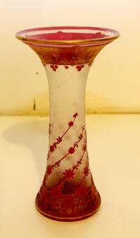 A Cameo Glass Vase Attributed to Mont Joye Height 9 3/4 inches.
