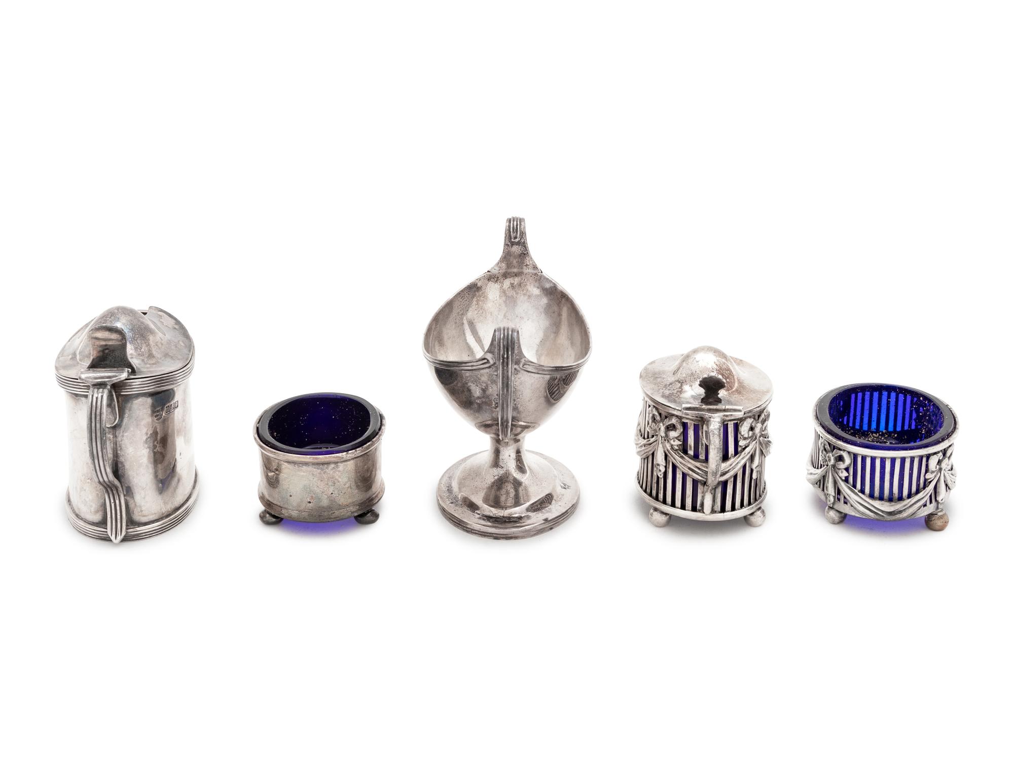 A Set of Four George III Silver Salts, Together With Six Other Salts