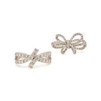 Two White Gold and Diamond Ribbon Rings
