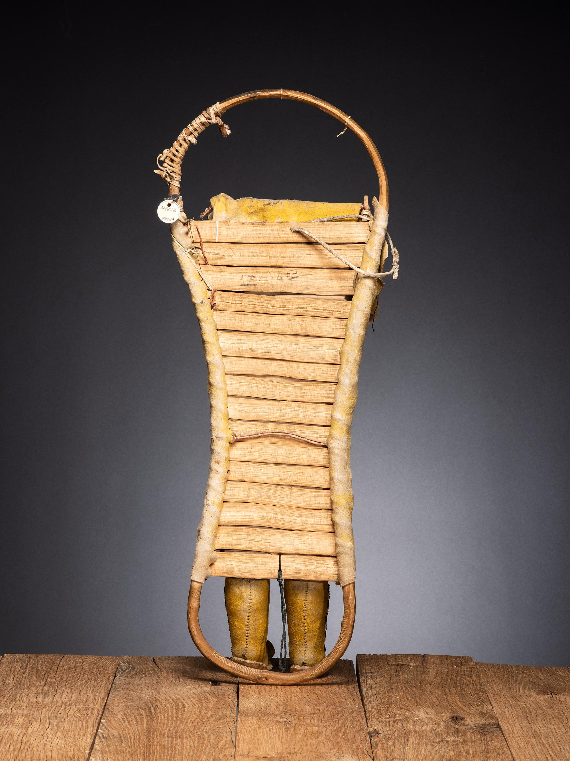 Apache Beaded Hide Cradle, with Doll