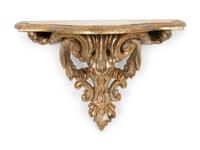 A Pair of Italian Silver Gilt Carved Rococo Style Wall Brackets